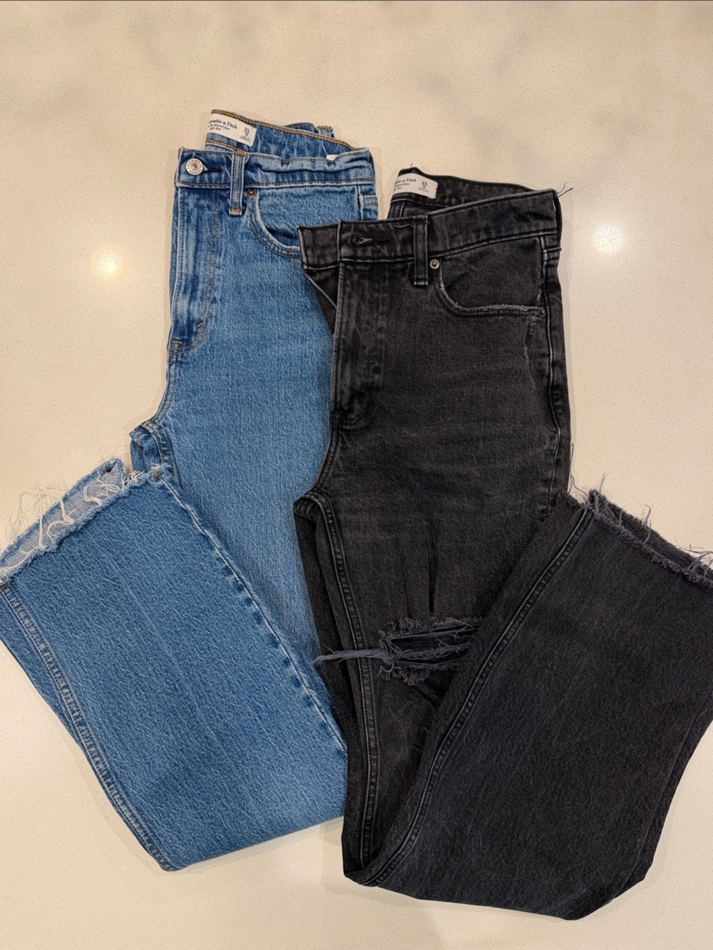 Abercrombie & Fitch High-Rise Jeans — Light Blue & Black